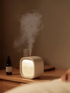 Modern Chinese humidifier, adding comfort and a spooky mist effect for Halloween decorations or a cozy night in.